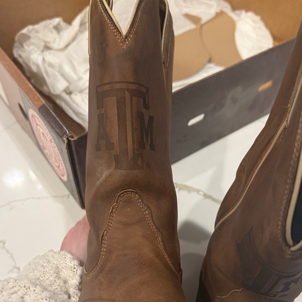 Texas A&M branded brown Nocona boots